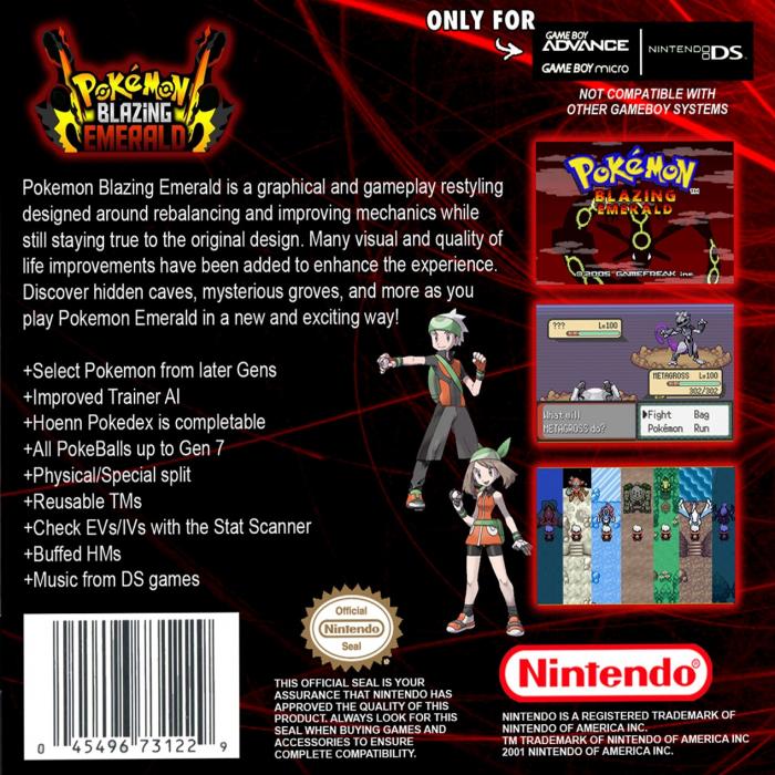 Pokemon - Blazing Emerald (Hack) — Box back